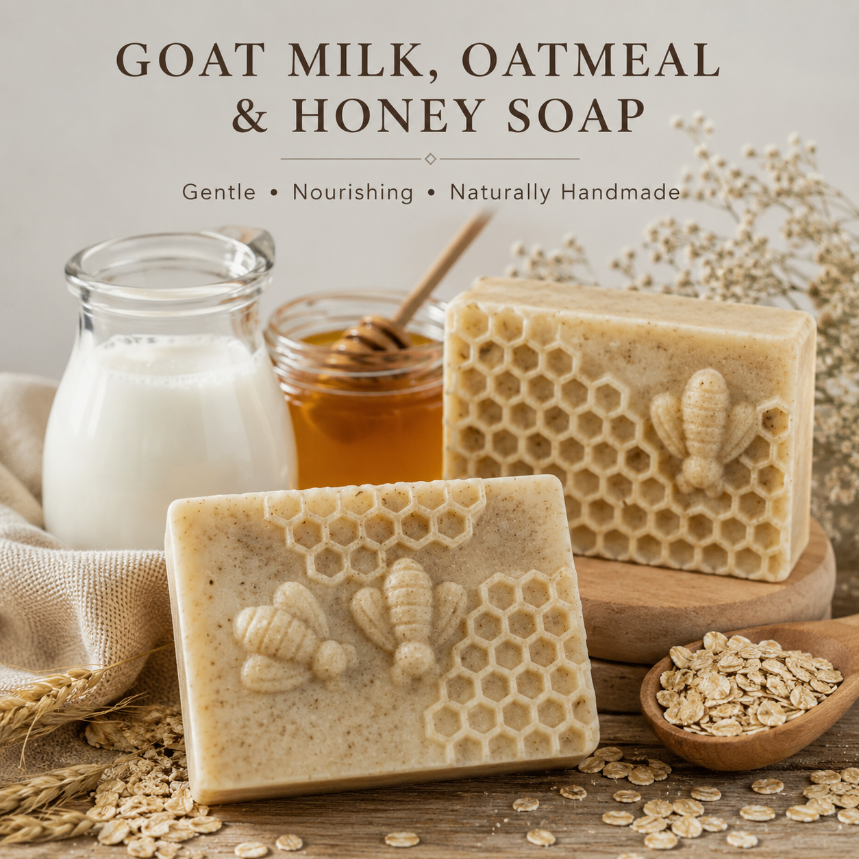 Goat milk, oatmeal and honey unscented soap