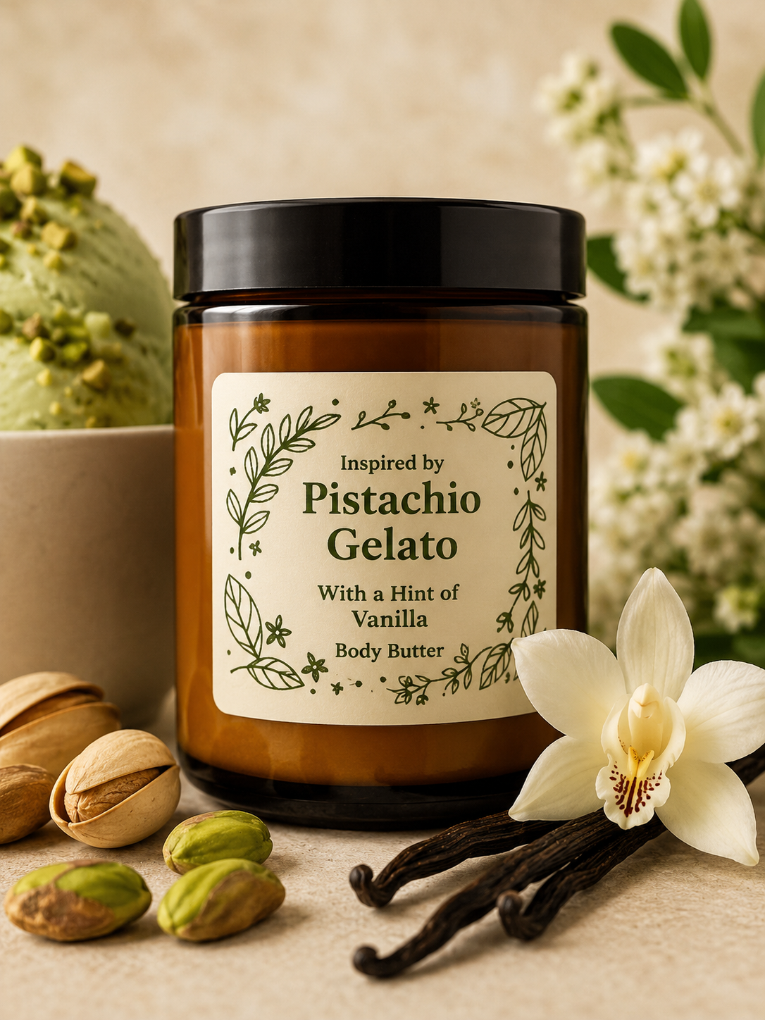 Inspired by Pistachio Gelato W/ Vanilla 4oz body butter